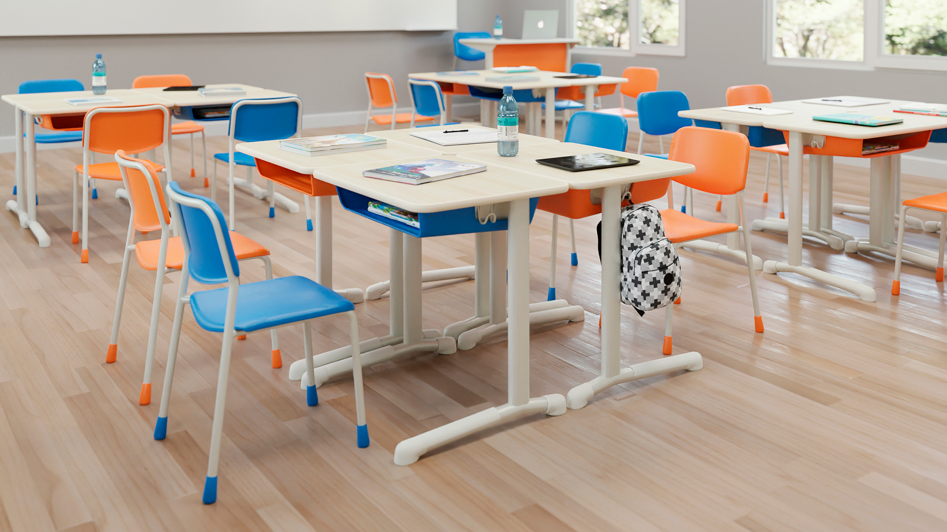 Sala de aula com móveis Metadil