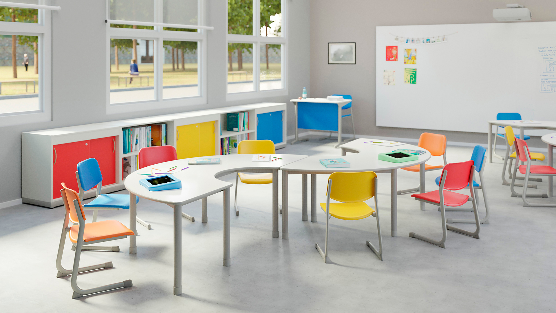 Sala de aula infantil com móveis Metadil